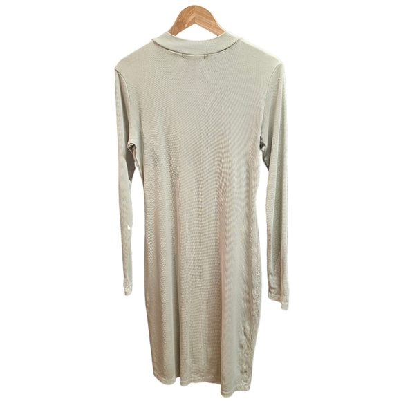 Young Fabulous & Broke Sage Green Ribbed Long Sleeve Bodycon Midi Dress Large - Picture 8 of 13